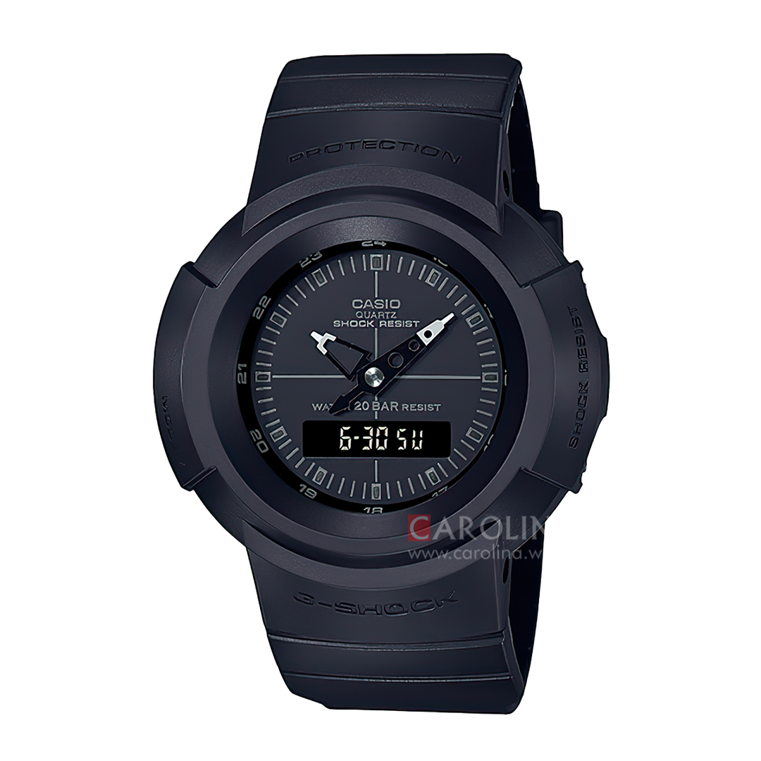 ﻿Jam Tangan CASIO G SHOCK AW-500BB-1E Men Black Digital Analog Dial Black Resin Band