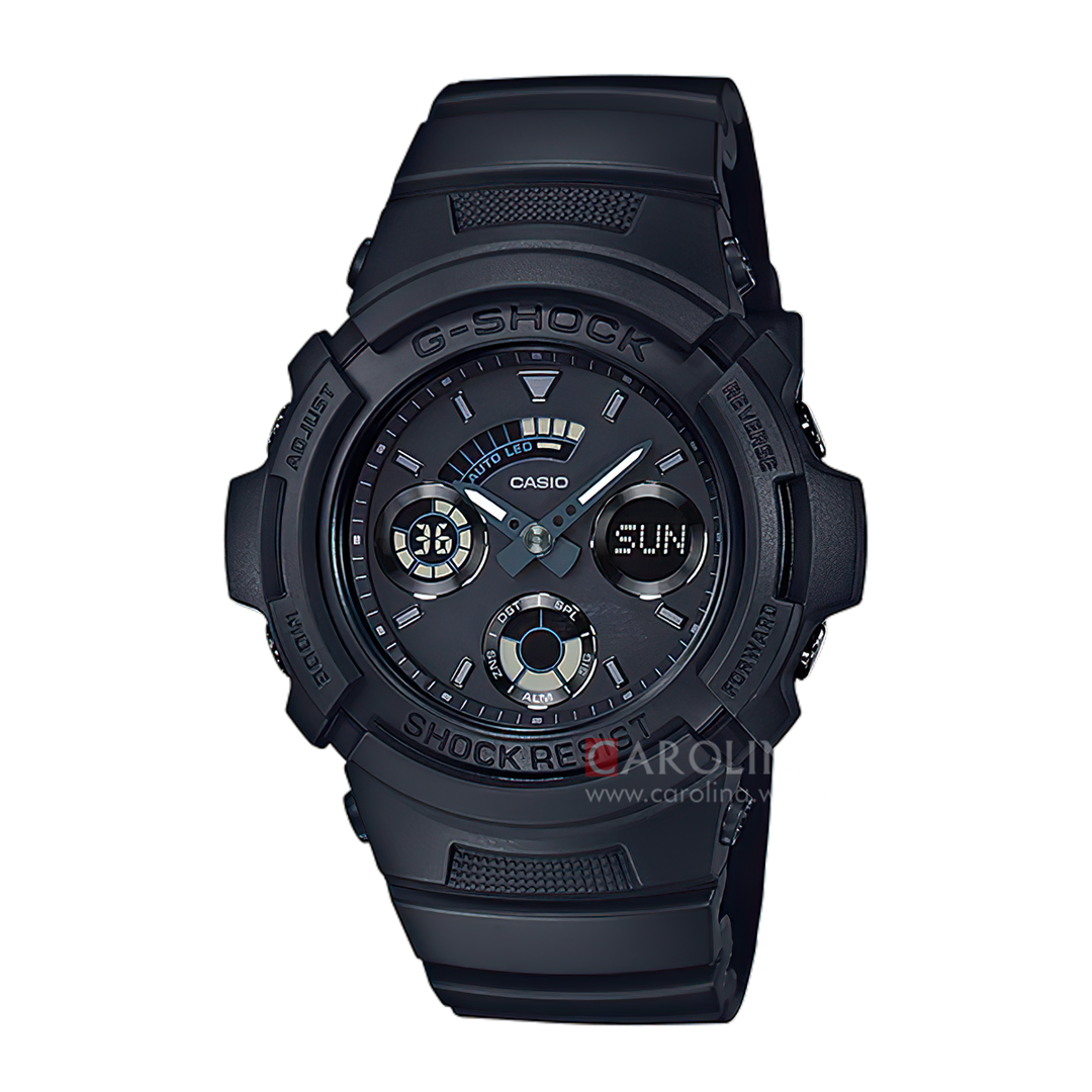 Jam Tangan CASIO G SHOCK AW-591BB-1A Men Black Digital Analog Dial Black Resin Band