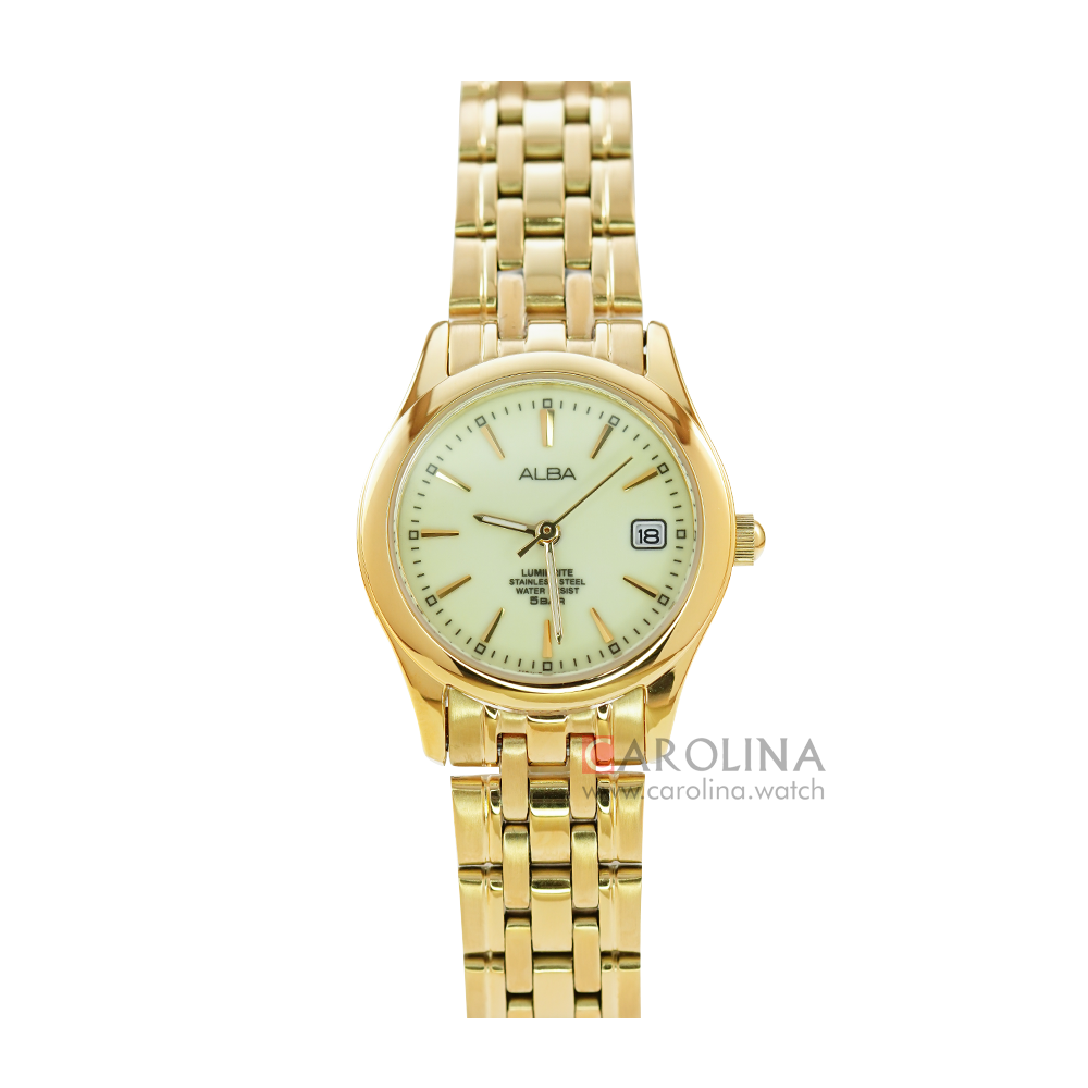 Jam Tangan ALBA AXT850X1 Women Gold Dial Gold Stainless Steel