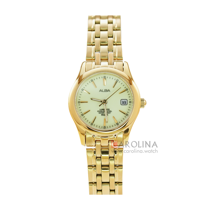 Jam Tangan ALBA AXT850X1 Women Gold Dial Gold Stainless Steel