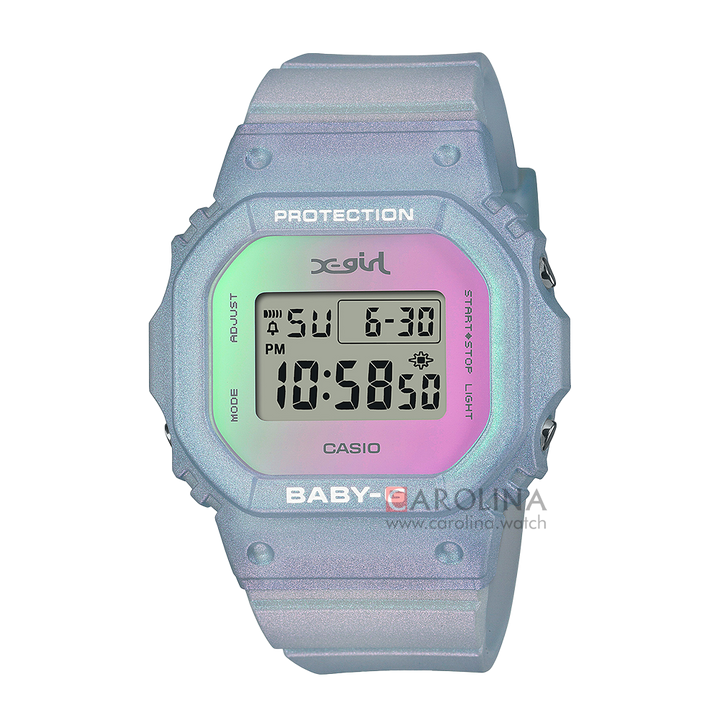 Jam Tangan CASIO BABY G BGD-565XG-2D Women Digital Dial Blue Transparent Resin Band