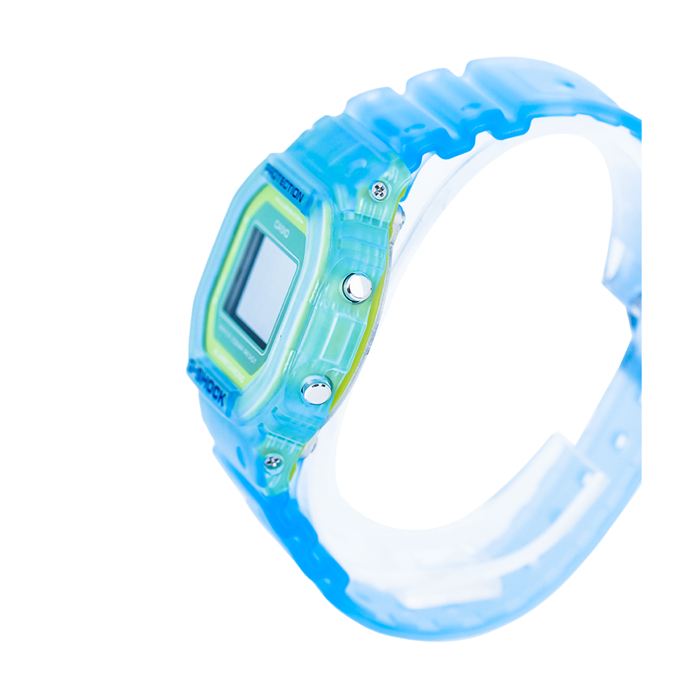 Jam Tangan Casio G-Shock DW-5600LS-2D Men Frame Series Digital Dial Blue Transparent Resin Band