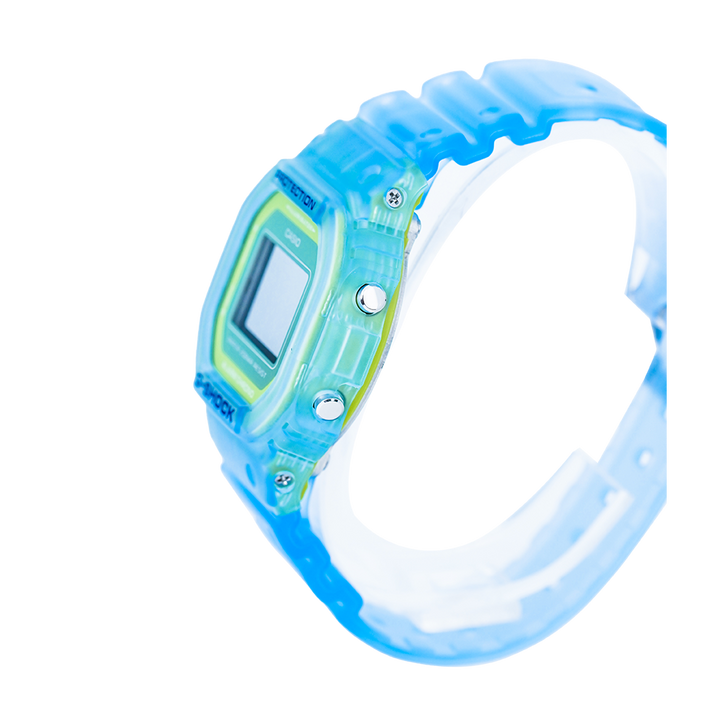 Jam Tangan Casio G-Shock DW-5600LS-2D Men Frame Series Digital Dial Blue Transparent Resin Band