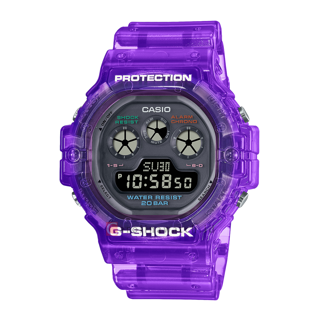 Jam Tangan Casio G-Shock DW-5900JT-6D Men Joy Topia Collection Retrofuture Purple Translucent Resin Band