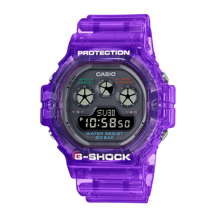 Jam Tangan Casio G-Shock DW-5900JT-6D Men Joy Topia Collection Retrofuture Purple Translucent Resin Band