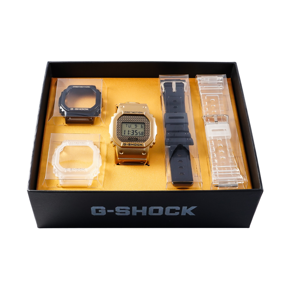 Jam Tangan CASIO G SHOCK DWE-5600HG-1D Men Digital Dial Gold Resin Band