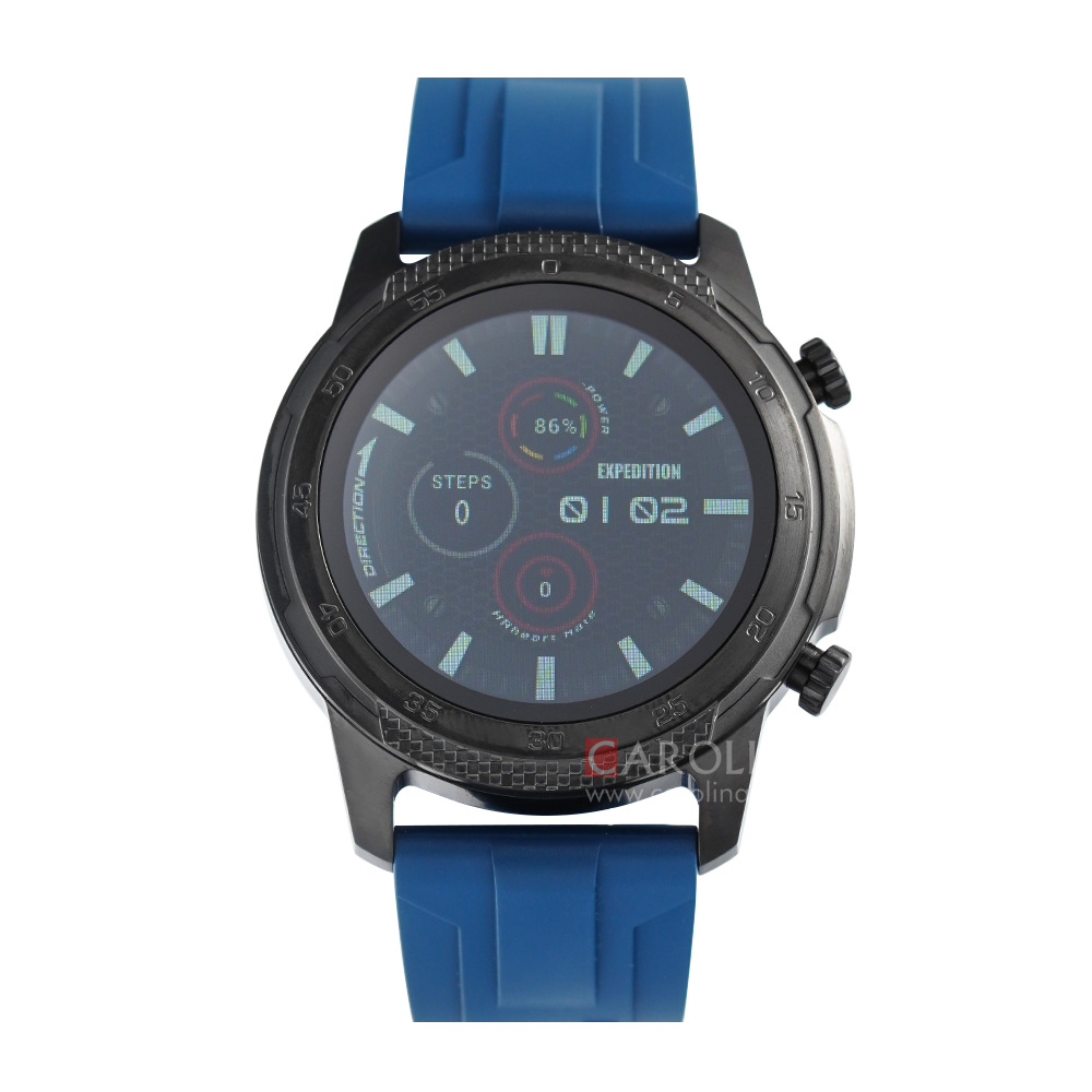 Jam Tangan Expedition EXP EX S001 MFRIPBU Smartwatch Men Black Digital Dial Blue Rubber Strap