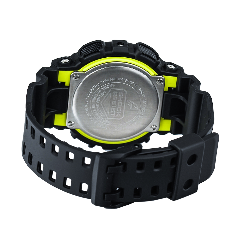 Jam Tangan Casio G-Shock GA-140DC-1A Men Lime Green Digital Analog Dial Black Resin Band