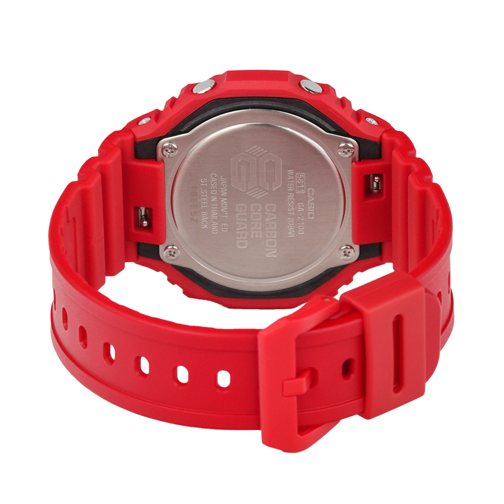 Jam Tangan CASIO G-SHOCK GA-2100-4A Men Red Digital Analog Dial Red Resin Band