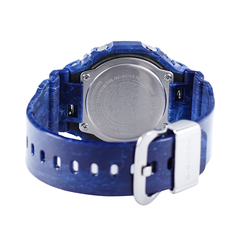 Jam Tangan CASIO G SHOCK GA-2100BWP-2A Men White Digital Analog Dial Blue Resin Band