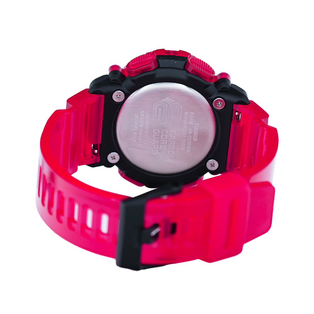 Jam Tangan Casio G-Shock GA-2200SKL-4A Men Black Digi-Ana Dial Red Transparent Resin Band