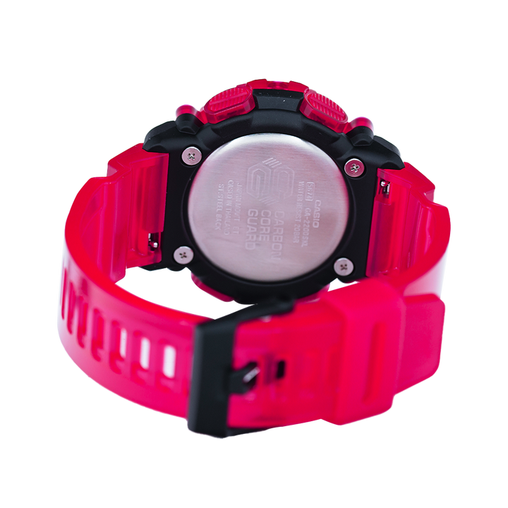 Jam Tangan Casio G-Shock GA-2200SKL-4A Men Black Digi-Ana Dial Red Transparent Resin Band