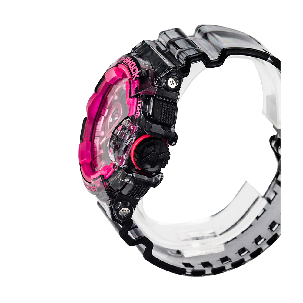 Jam Tangan Casio G-Shock GA-400SK-1A4 Men Pink Digital Analog Dial Black Transparent Resin Band