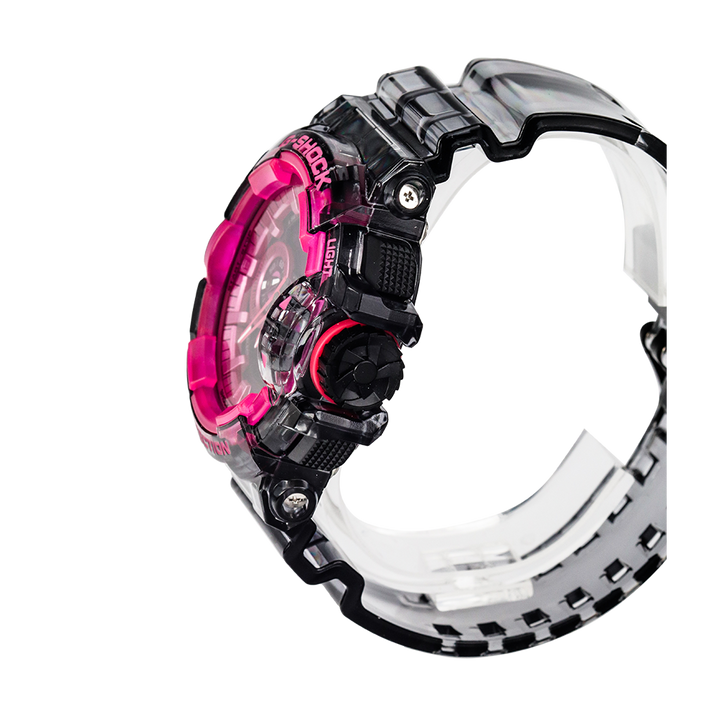 Jam Tangan Casio G-Shock GA-400SK-1A4 Men Pink Digital Analog Dial Black Transparent Resin Band