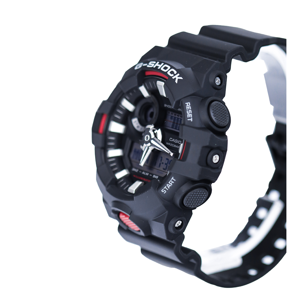 Jam Tangan CASIO G SHOCK GA-700-1A Men Black Digital Analog Dial Black Resin Band