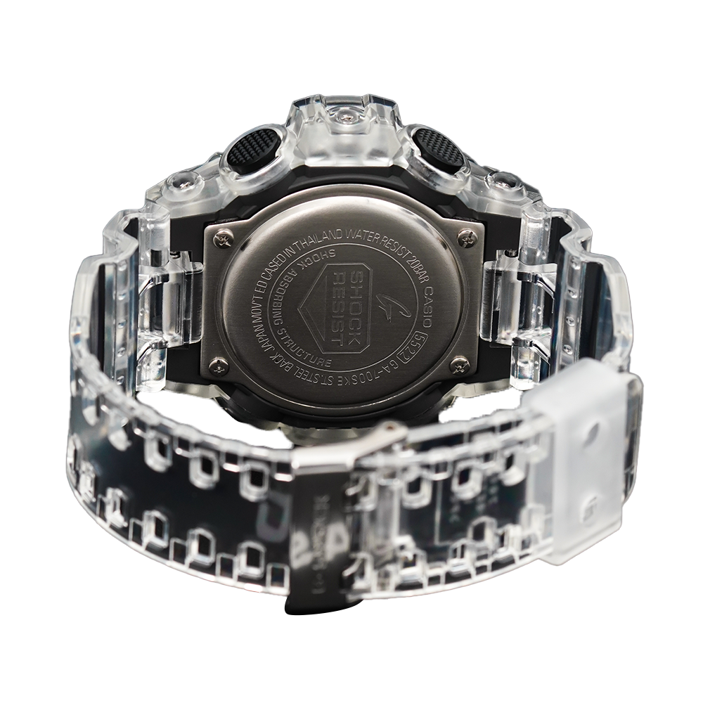 Jam Tangan Casio G-Shock GA-700SKE-7A Men Skeleton Series Model White Transparent Resin Band