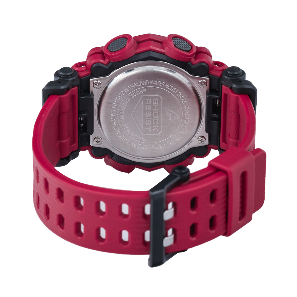 Jam Tangan CASIO G-SHOCK GA-900-4A Men Black Digital Analog Dial Red Resin Band