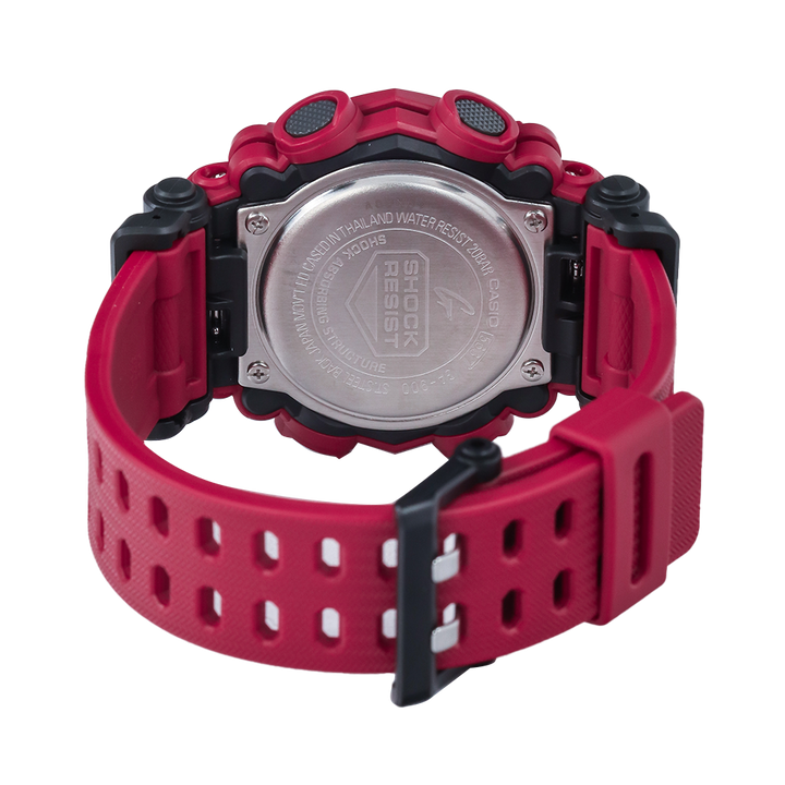 Jam Tangan CASIO G-SHOCK GA-900-4A Men Black Digital Analog Dial Red Resin Band