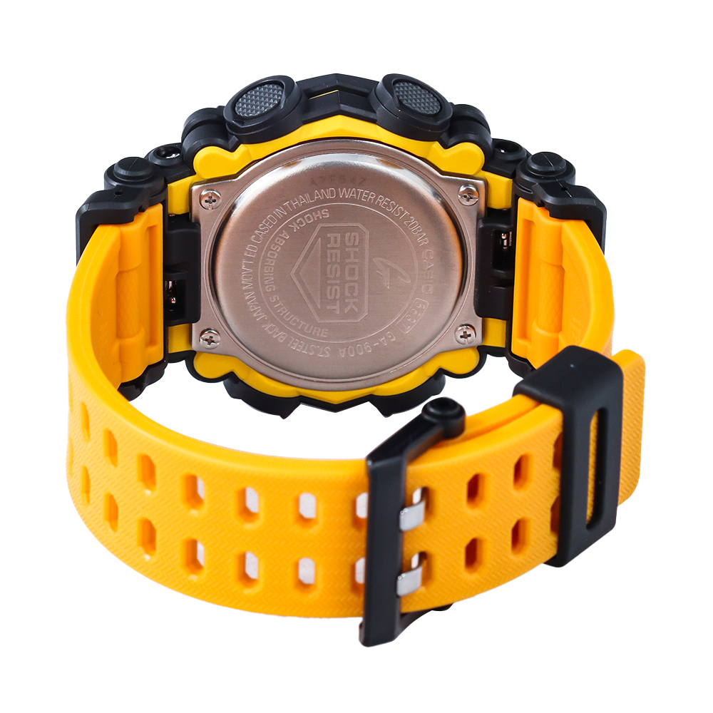 Jam Tangan CASIO G SHOCK GA-900A-1A9 Black Digital Analog Dial Yellow Resin Band