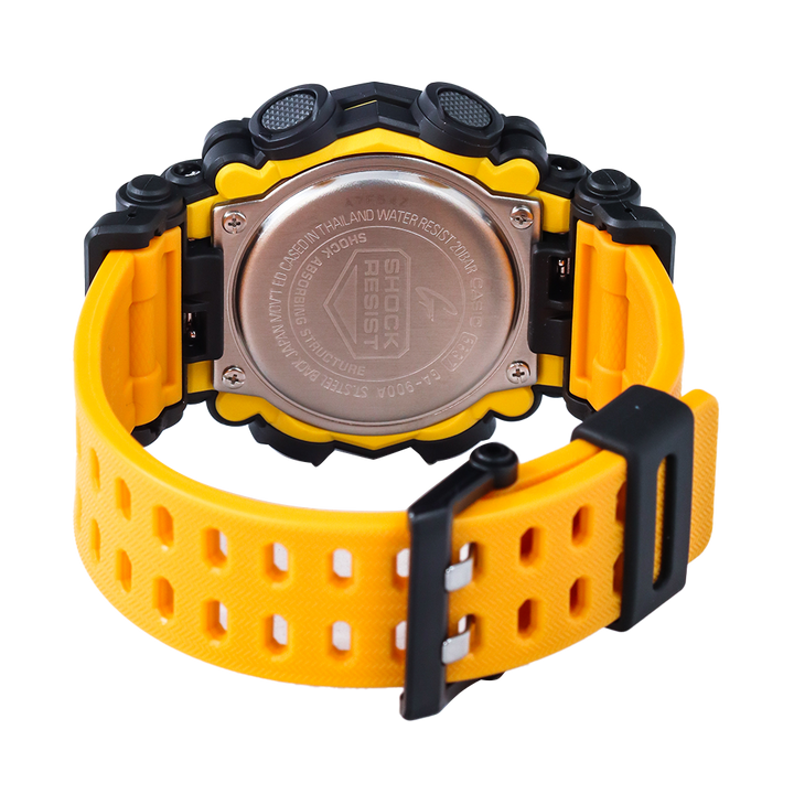 Jam Tangan CASIO G SHOCK GA-900A-1A9 Black Digital Analog Dial Yellow Resin Band