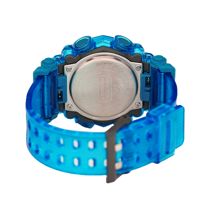 Jam Tangan Casio G-Shock GA-900SKL-2A Men Sound Wave Series Blue Transparent Resin Band