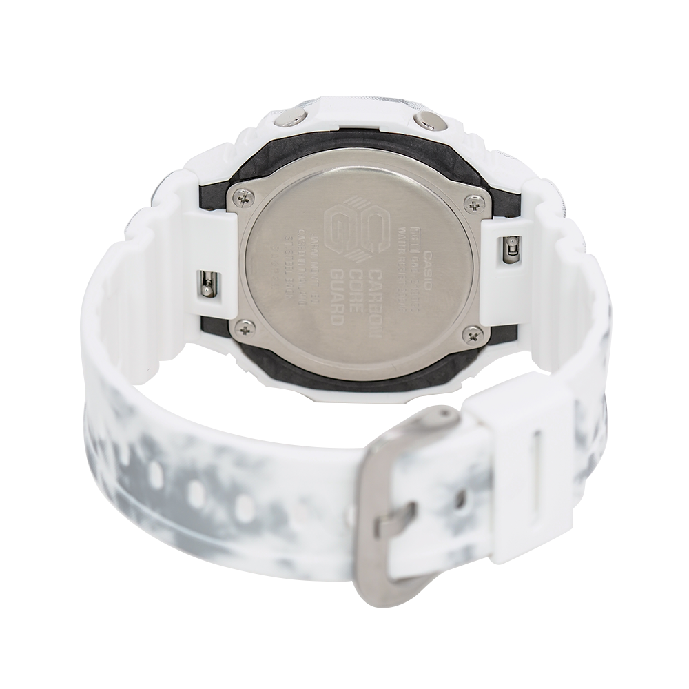 Jam Tangan Casio G-Shock GAE-2100GC-7A The Frozen Forest Men Black Digital Analog Dial White Resin Band