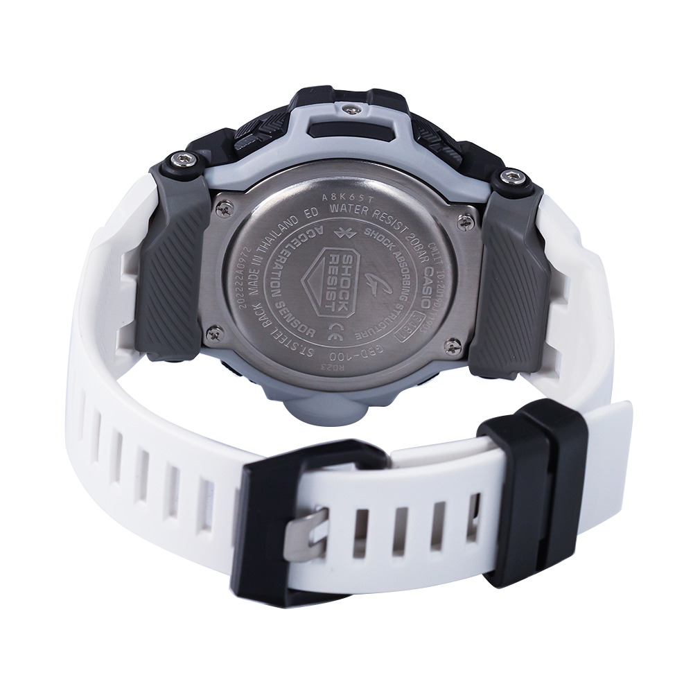 Jam Tangan CASIO G SHOCK GBD-100-1A7 Men Black Digital Dial White Resin Band