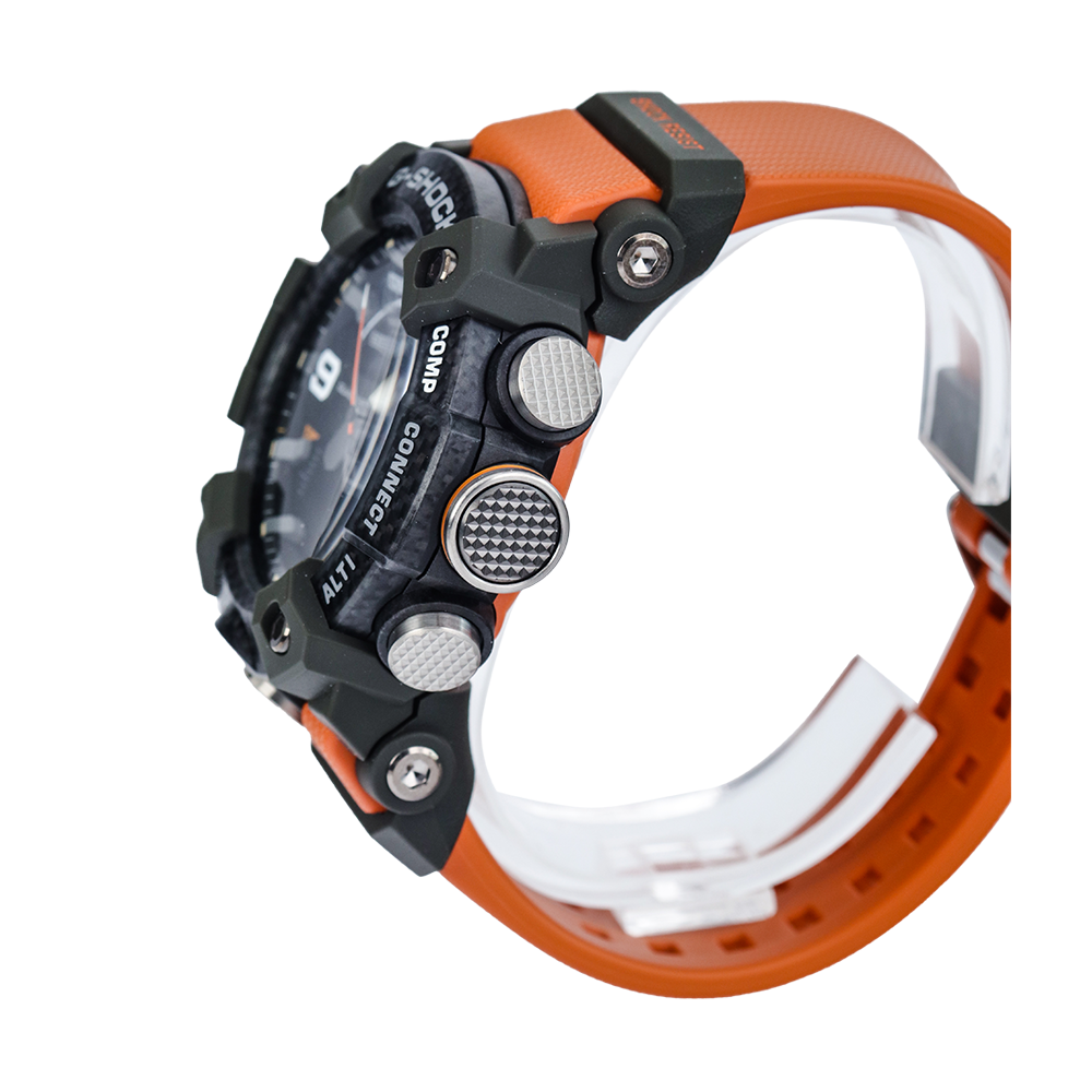 Jam Tangan CASIO G SHOCK Master of G-Land Mudmaster GG-B100-1A9 Men Black Digital Analog Dial Orange Resin Band