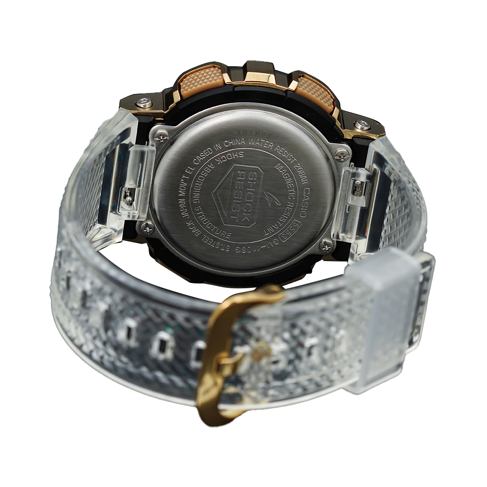 Jam Tangan Casio G-Shock GM-110SG-9A Men Gold Digital Analog Dial White Transparent Resin Band