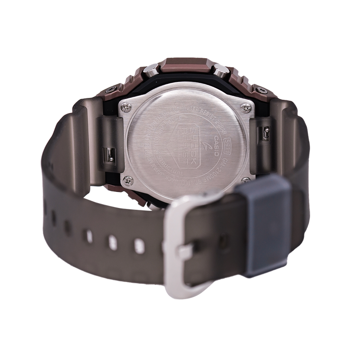 Jam Tangan CASIO G SHOCK GM-2100MF-5A Men Midnight Fog Grey Analog Digital Dial Brown Translucent Resin Band