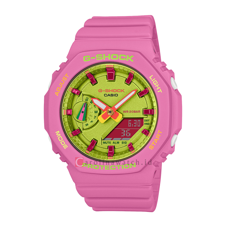 Jam Tangan Casio G-Shock x ITZY GMA-S2100BS-4A Women Spring Summer 2023 Lime Green Dial Pink Resin Band