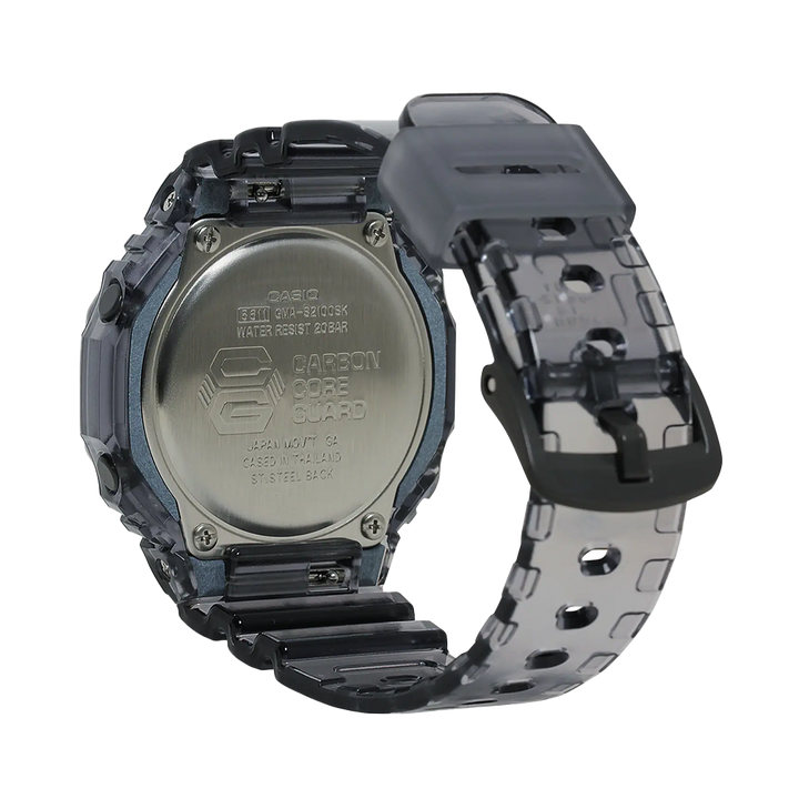 Jam Tangan CASIO G SHOCK GMA-S2100SK-1A Women CasiOak Grey Digital Analog Dial Black Transparent Resin Band