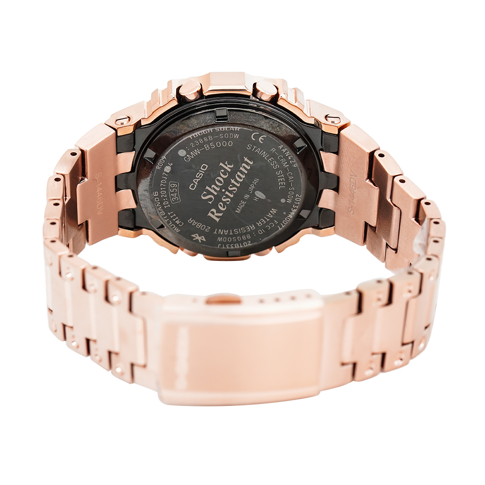 Jam Tangan Casio G-Shock GMW-B5000GD-4D Men Square Full Metal Tough Solar Digital Dial Rose Gold Stainless Steel