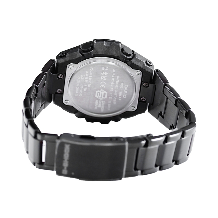 Jam Tangan CASIO G SHOCK GST-B500BD-1A Men Black Digital Analog Dial Black Stainless Steel Band