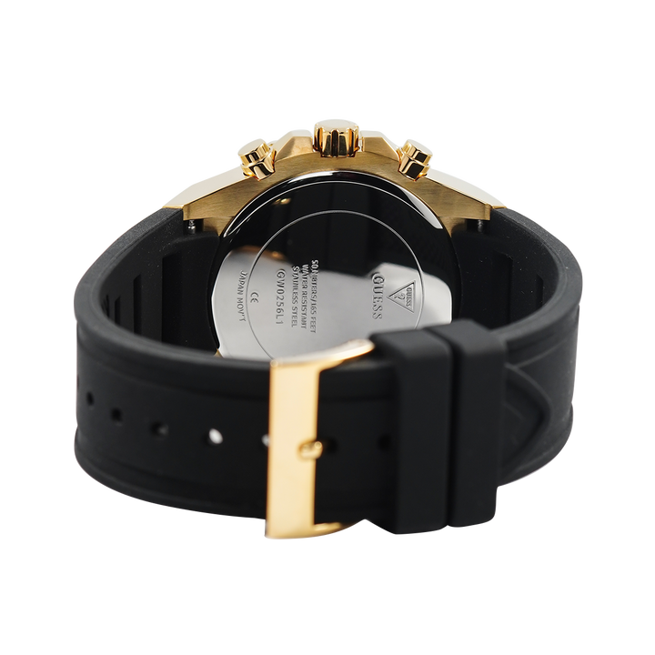 Jam Tangan GUESS GW0256L1 Women Black Dial Black Rubber Strap