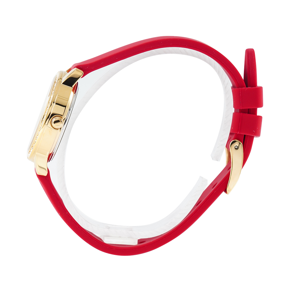 Jam Tangan GUESS GW0469L1 Women White Sunray Dial Red Rubber Strap