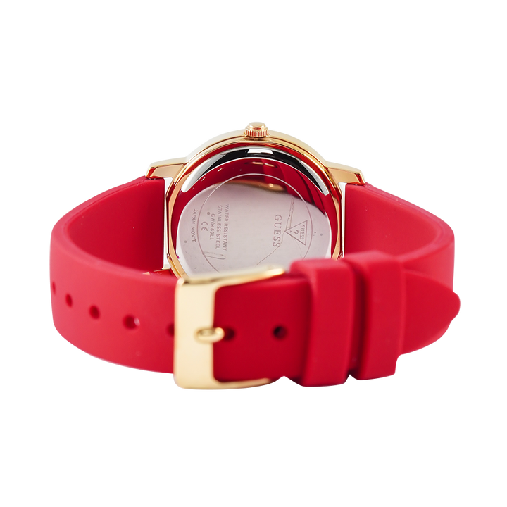 Jam Tangan GUESS GW0469L1 Women White Sunray Dial Red Rubber Strap