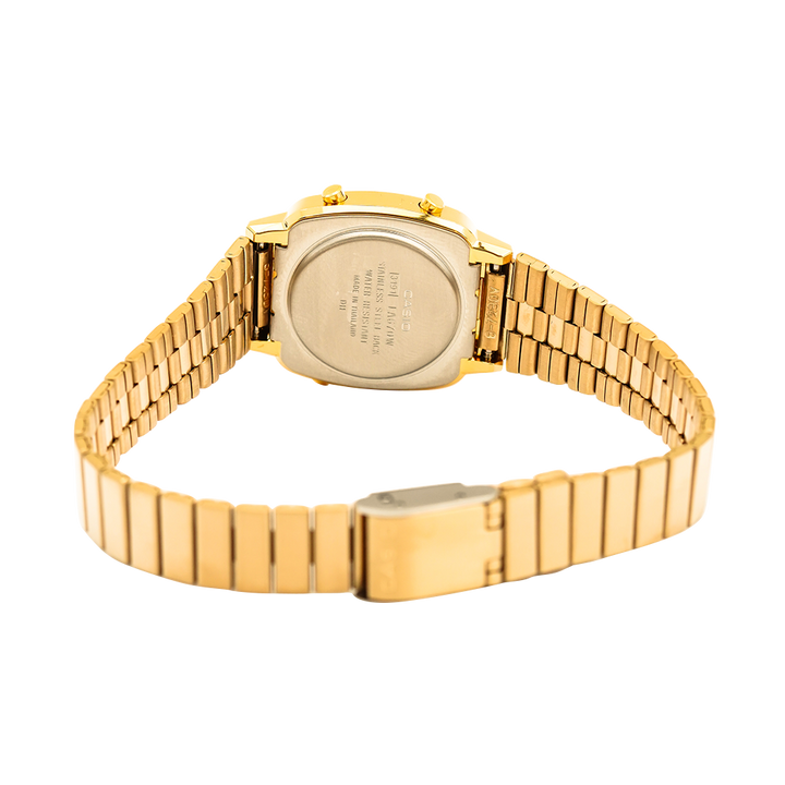 Jam Tangan Casio LA670WGA-9D Women Digital Dial Gold Stainless Steel band