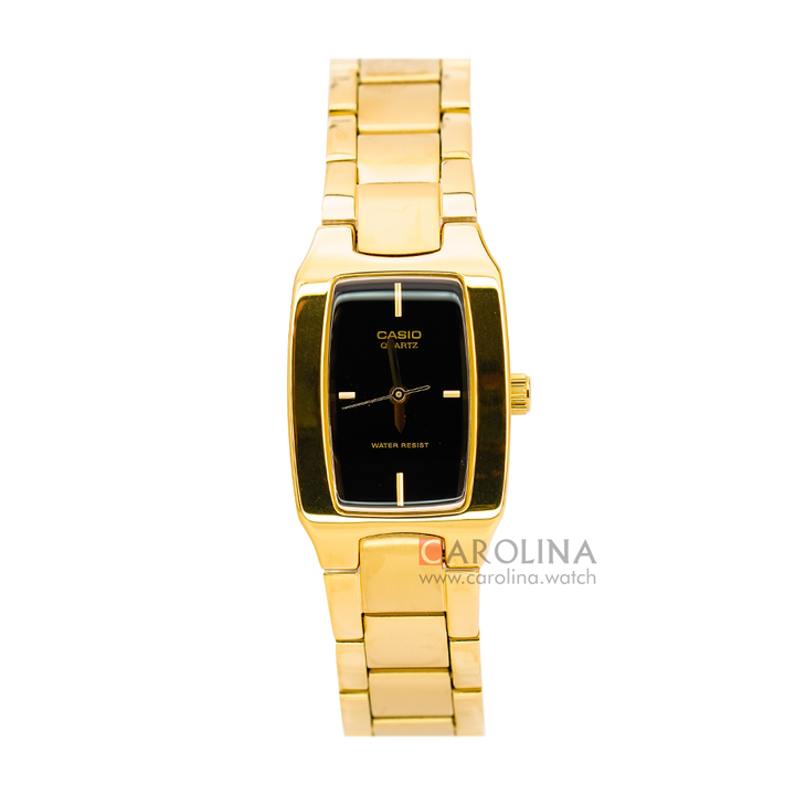 Jam Tangan Casio LTP-1165N-1C Women Black Dian Gold Stainless Steel Band