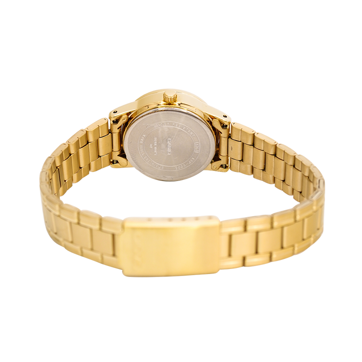 Jam Tangan Casio General LTP-V002G-7B Women White Dial Gold Stainless Steel Band