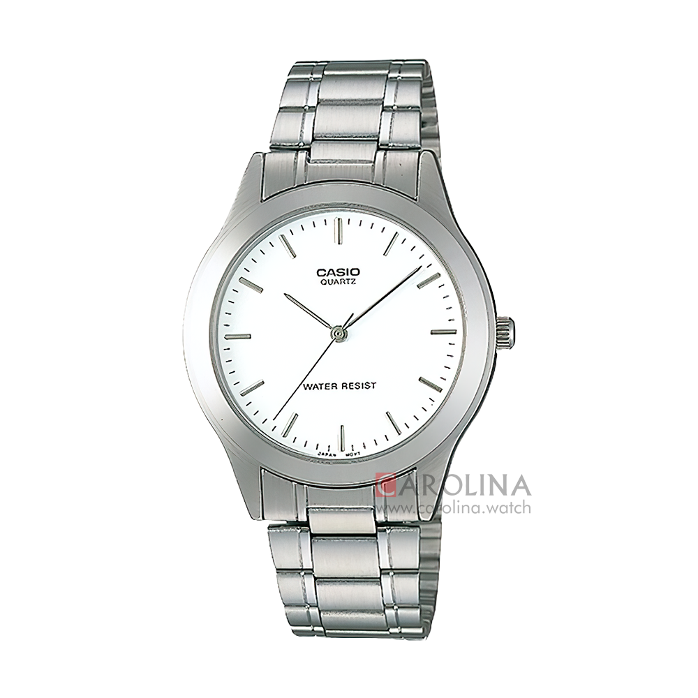 Jam Tangan Casio General MTP-1128A-7A Men White Dial Stainless Steel Band