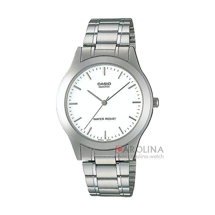 Jam Tangan Casio General MTP-1128A-7A Men White Dial Stainless Steel Band