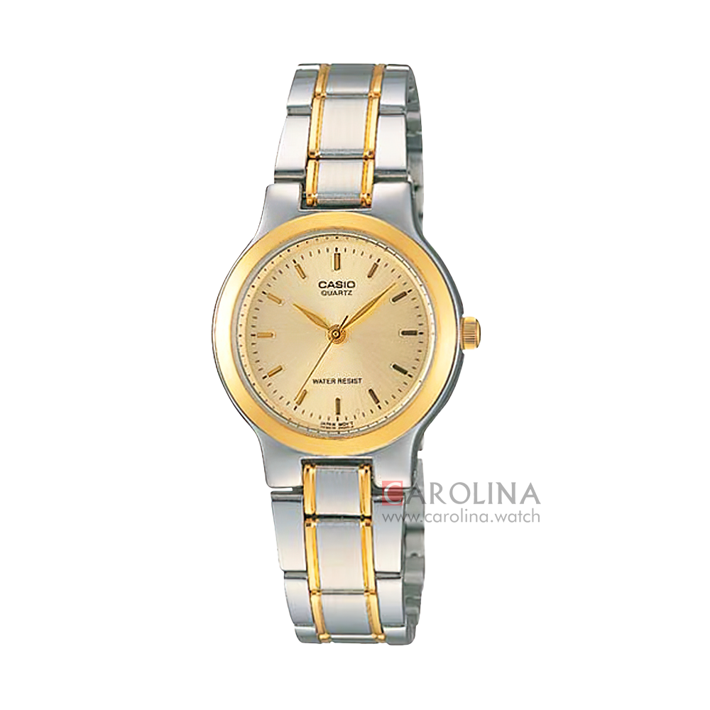 Jam Tangan Casio General MTP-1131G-9A Men Gold Dial Dual Tone Stainless Steel Band