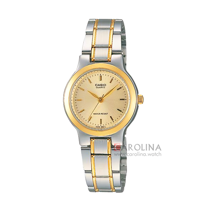 Jam Tangan Casio General MTP-1131G-9A Men Gold Dial Dual Tone Stainless Steel Band