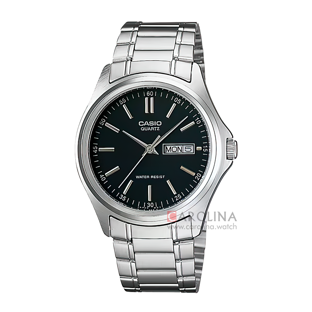 Jam Tangan Casio MTP-1239D-1A Men Black Dial Stainless Steel Band