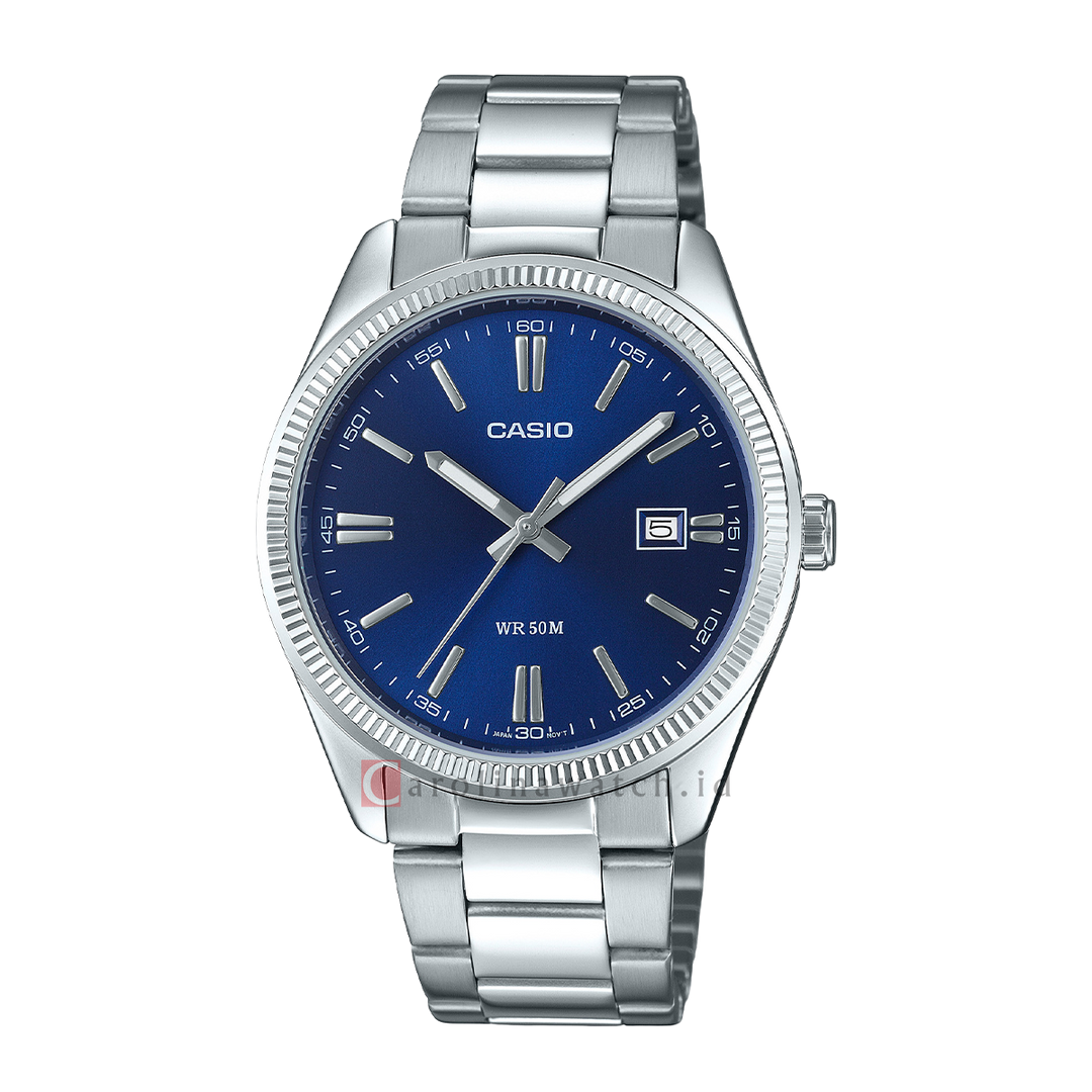 Jam Tangan Casio General MTP-1302PD-2A Men Blue Dial Stainless Steel Band