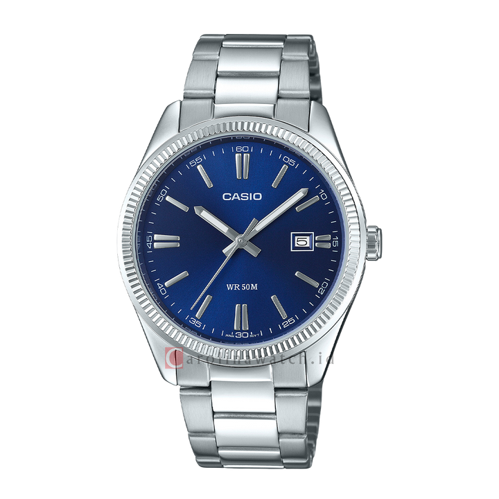 Jam Tangan Casio General MTP-1302PD-2A Men Blue Dial Stainless Steel Band