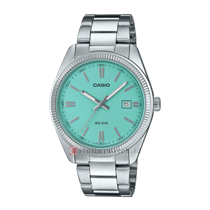 Jam Tangan Casio General MTP-1302PD-2A2 Men Turquoise Blue Dial Stainless Steel Band