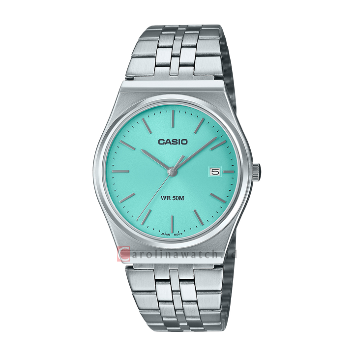 Jam Tangan Casio General MTP-B145D-2A1 Men Turquoise Blue Dial Stainless Steel Band